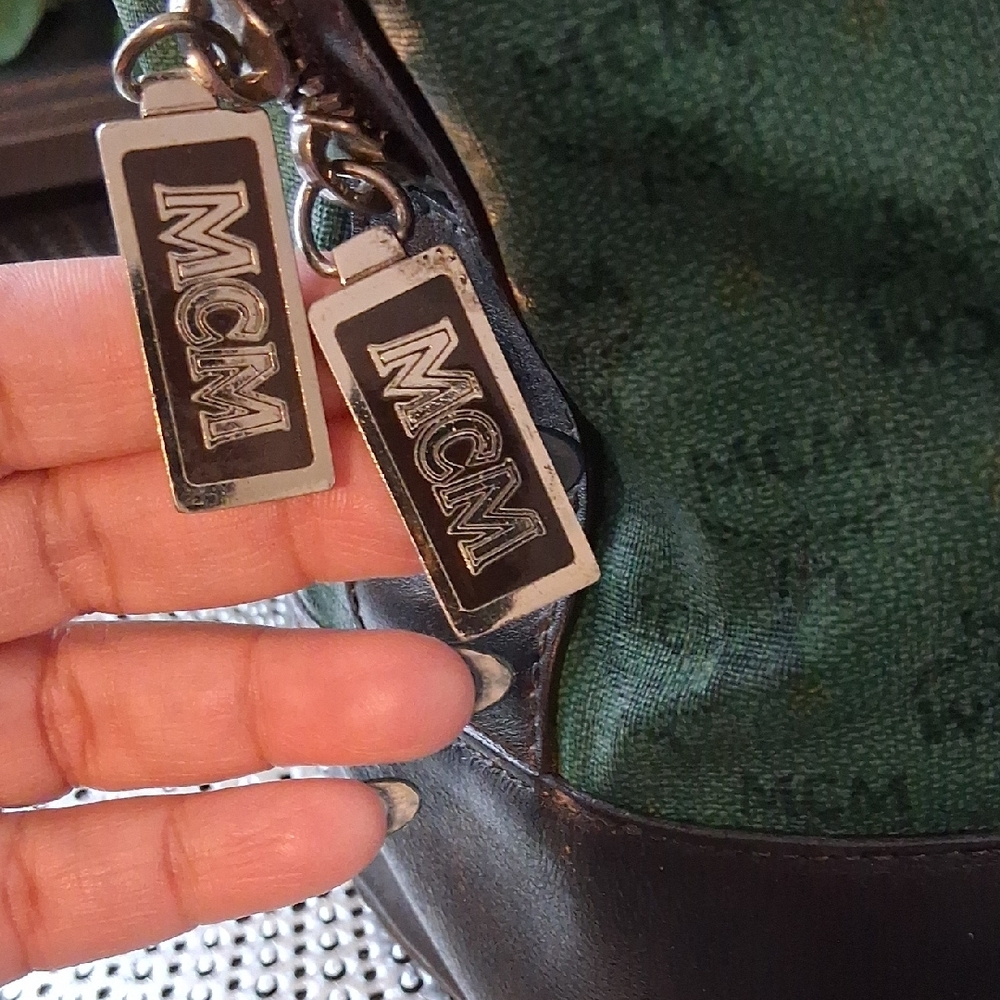 MCM Vintage Green and Brown Satchel - Picture 3 of 9